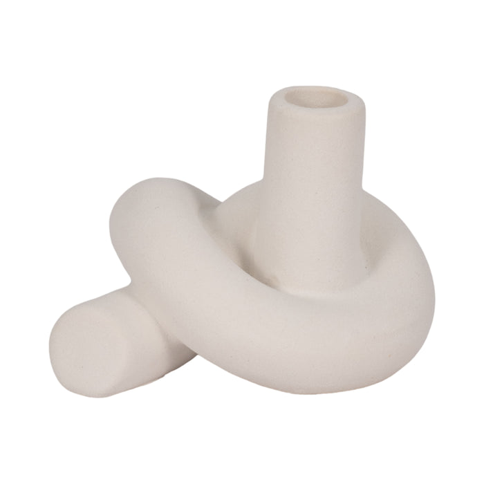 6" Textured Knot Taper Holder - White