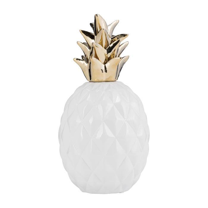 Cer Pineapple Deco 13" - White