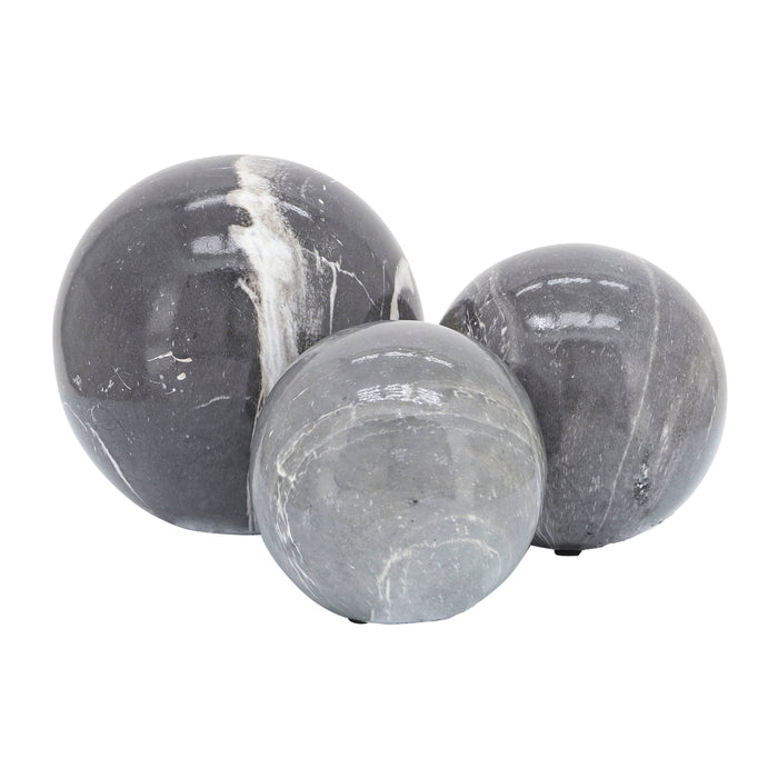 Marble Look Orbs 4/5/6" (Set of 3) - Gray