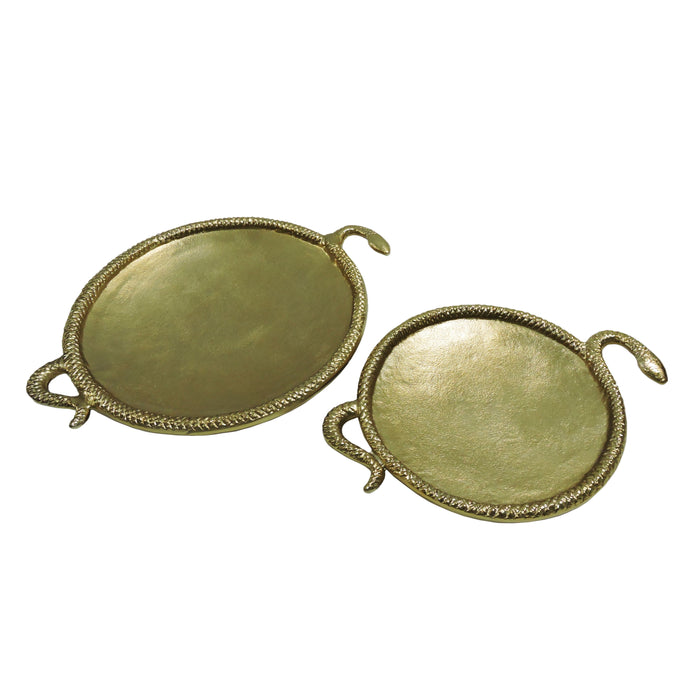 15" / 19" Snake Border Round Trays (Set of 2) - Gold