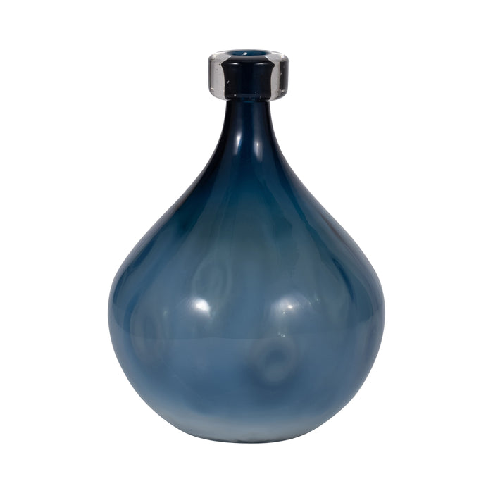 Glass Dimple Vase 11" - Blue